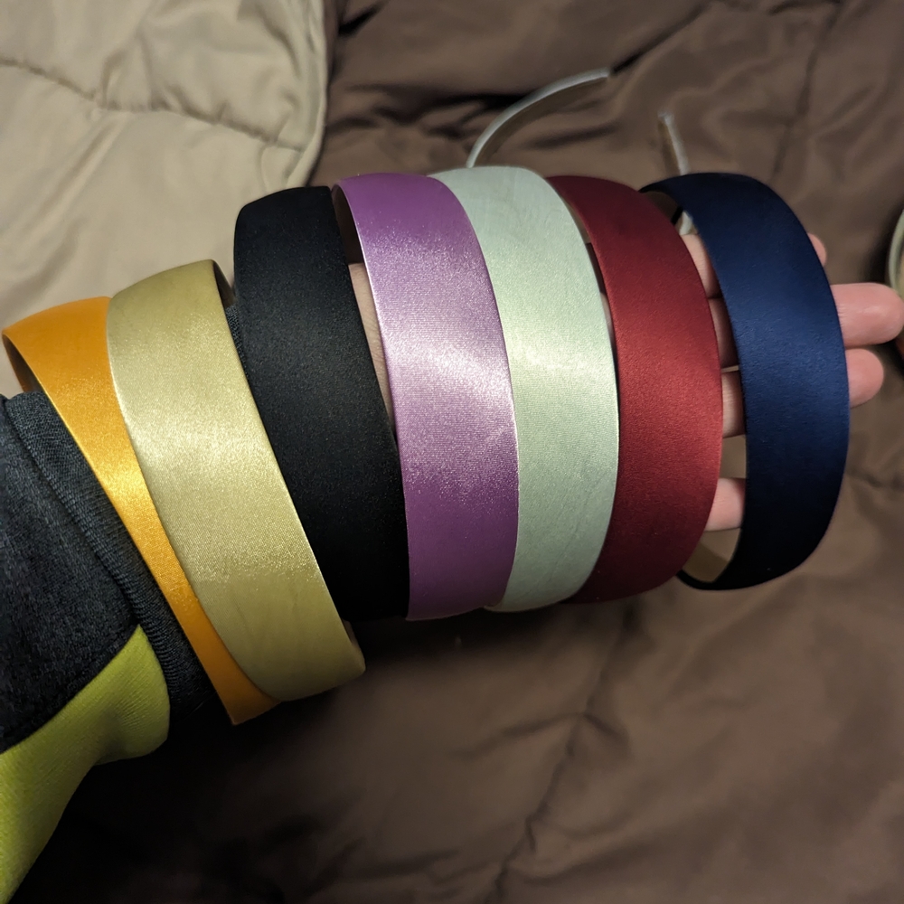 Set of 14 Colorful Satin Headbands